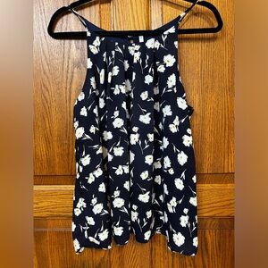 Navy floral lined tank L large dna couture
